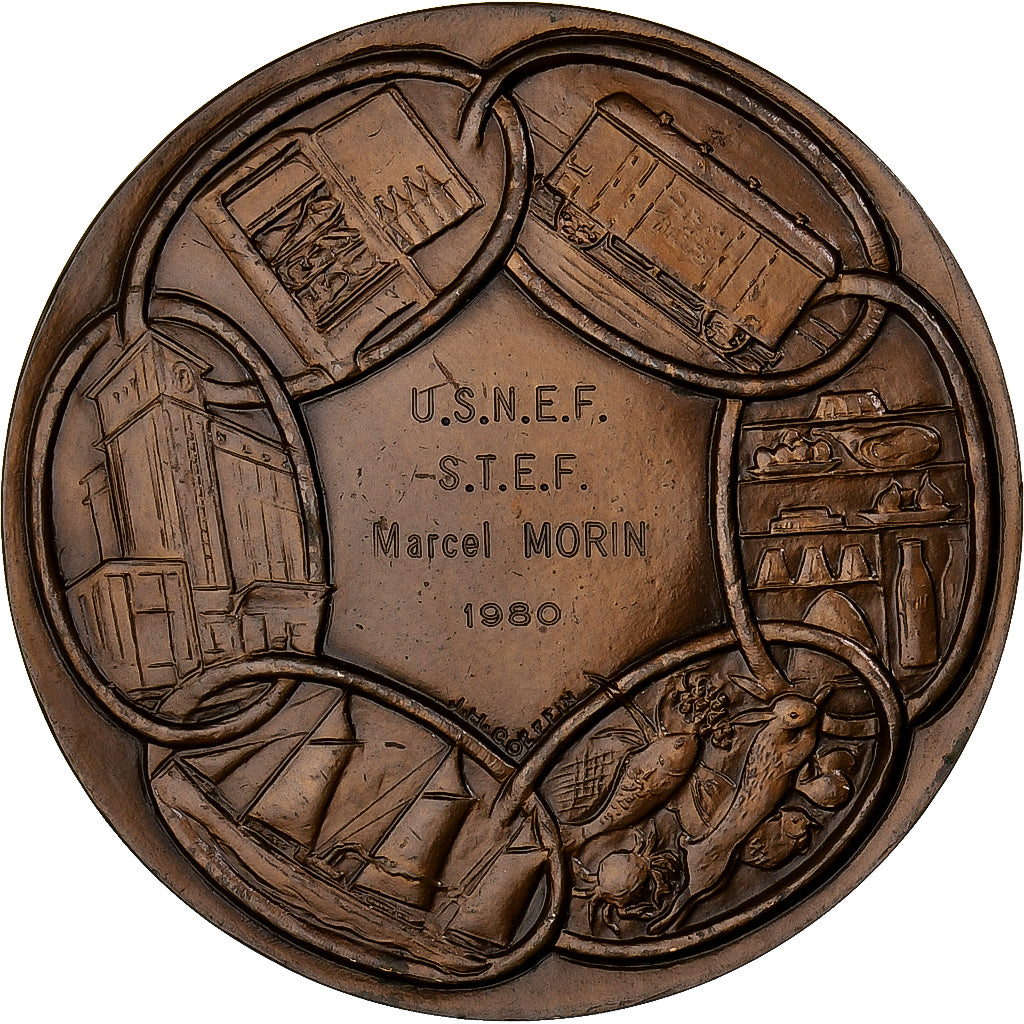 Francja, medal, U.S.N.E.F, S.T.E.F, 1980, Brązowy, Coeffin, AU(50-53)