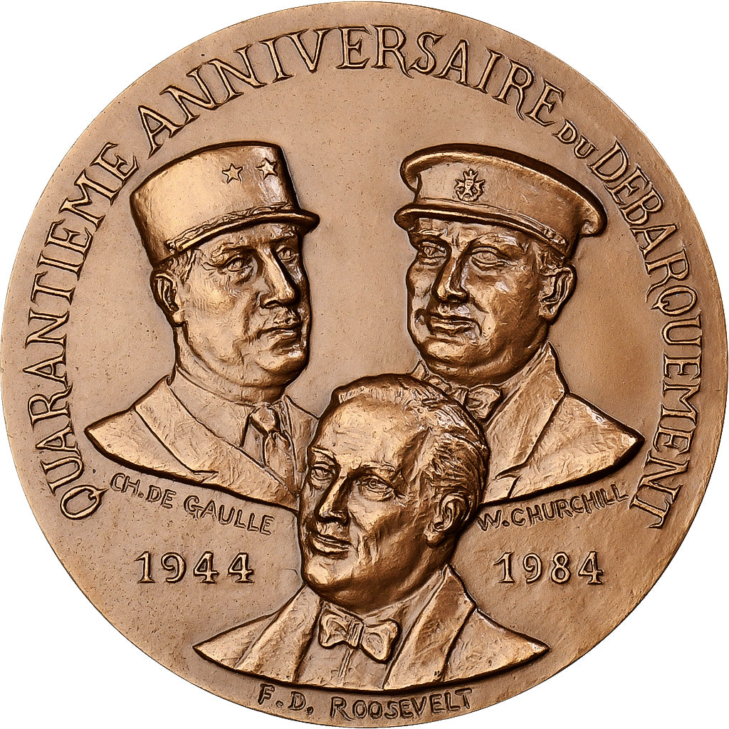 Francia, medaglia, 40ème Anniversaire du Débarquement, 1984, Bronzo, Tschudin