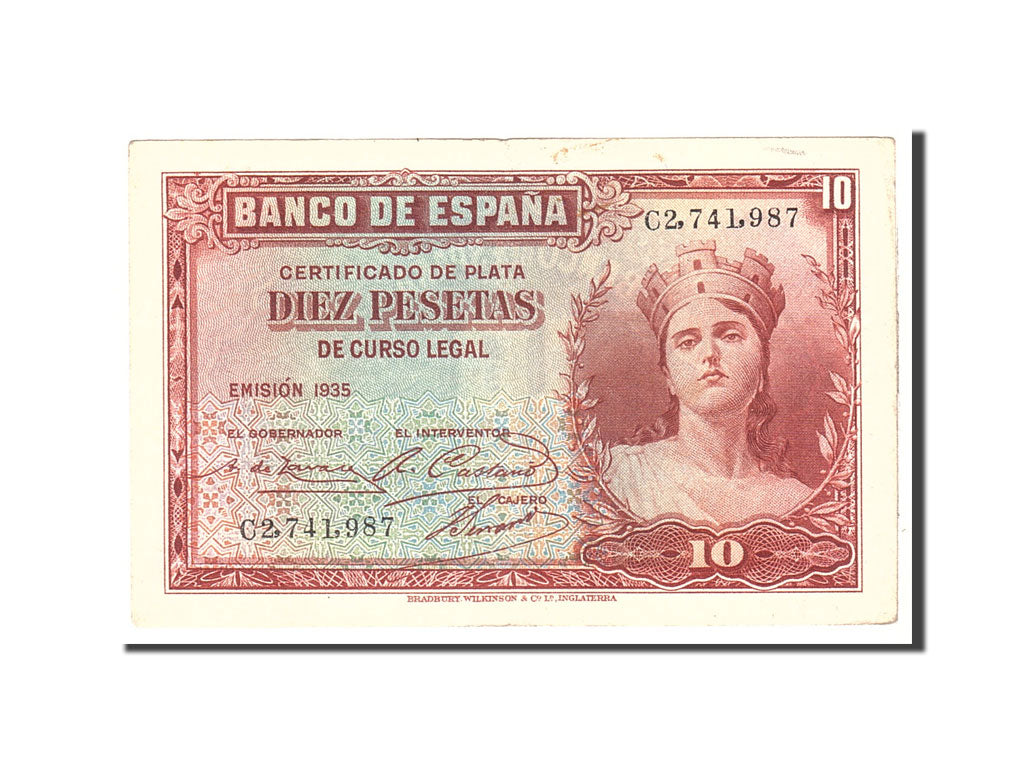 Banknote, Spain, 10 Pesetas, 1935, Undated, KM:86a, AU(50-53)