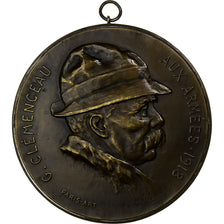 Francia, medalla, Georges Clémenceau aux Armées, 1918, Bronce, Gilbault, EBC