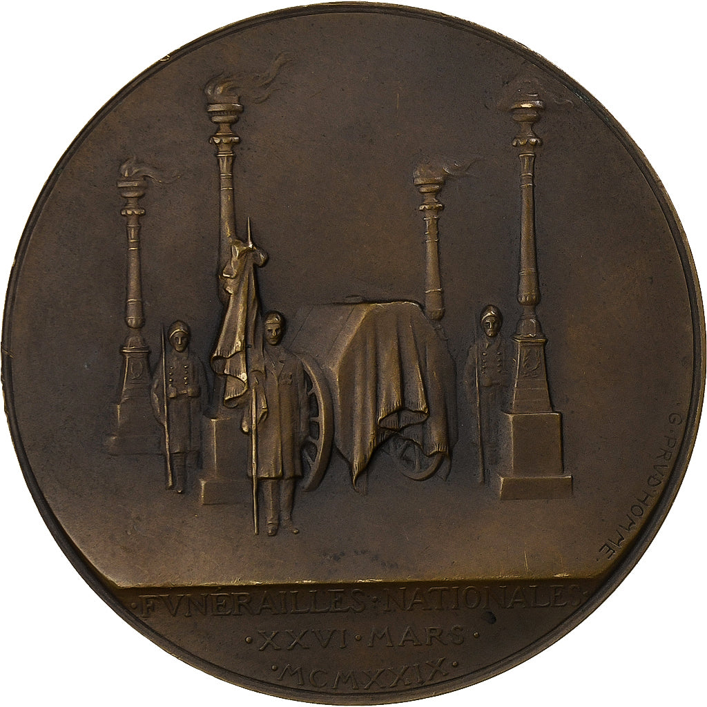 Frankreich, Medaille, Les Funérailles du Maréchal Foch, 1929, Bronze
