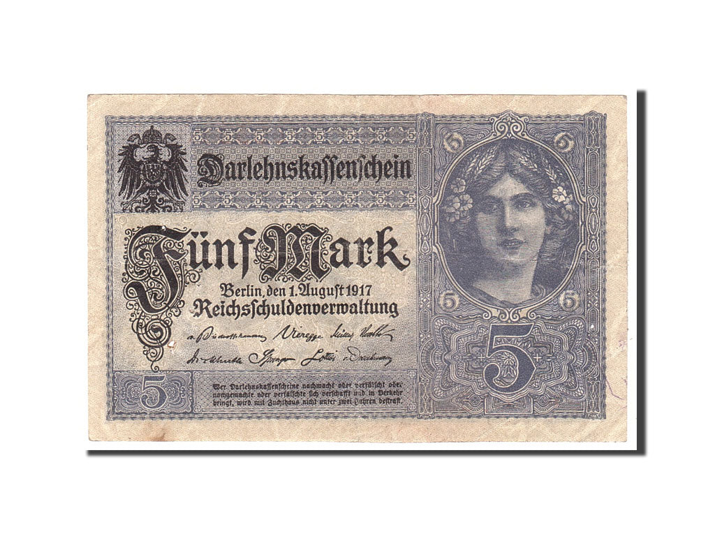 Banknote, Germany, 5 Mark, 1917, 1917-08-01, KM:56a, EF(40-45)