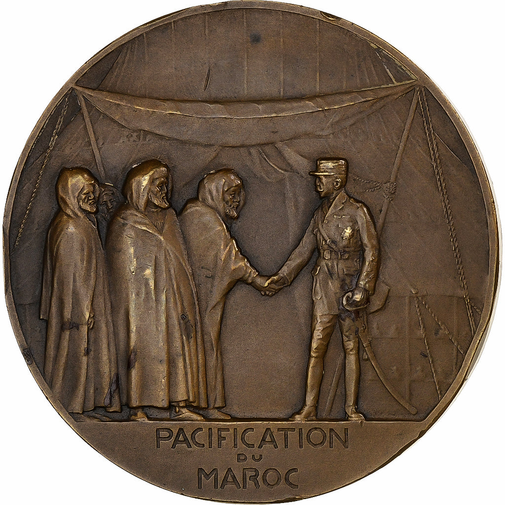Morocco, Medal, Maréchal Lyautey, Pacification du Maroc, 1925, Bronze, Dropsy