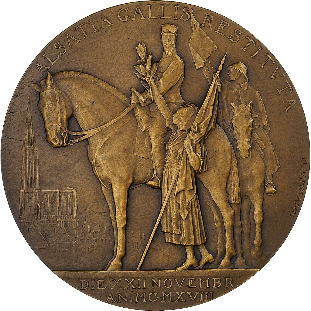 France, Médaille, Général Gouraud, 1918, Bronze, Dammann, Epreuve d'Auteur
