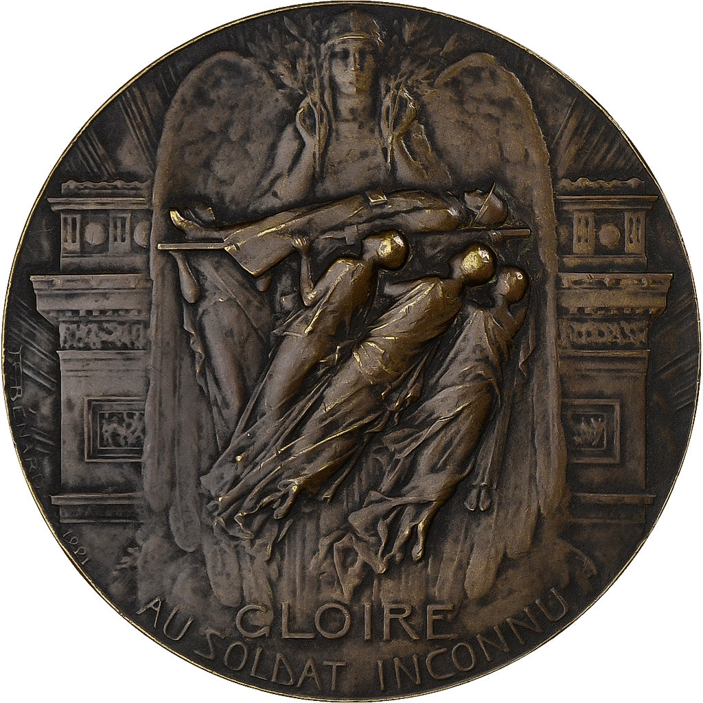 Frankreich, Medaille, Gloire au Soldat Inconnu, 1918, Bronze, Raoul Bénard, SS+