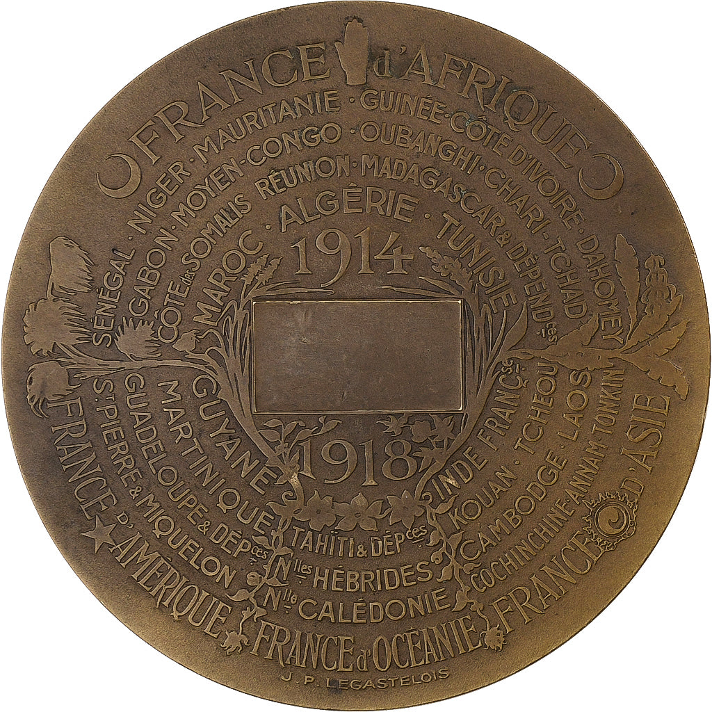 France, Medal, Pour La France, 1918, Bronze, Legastelois, AU(50-53)
