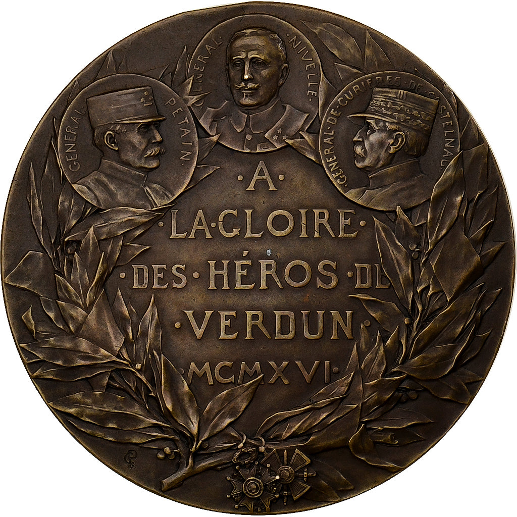 France, Medal, A la Gloire des Héros de Verdun, 1916, Bronze, Pillet, MS(63)