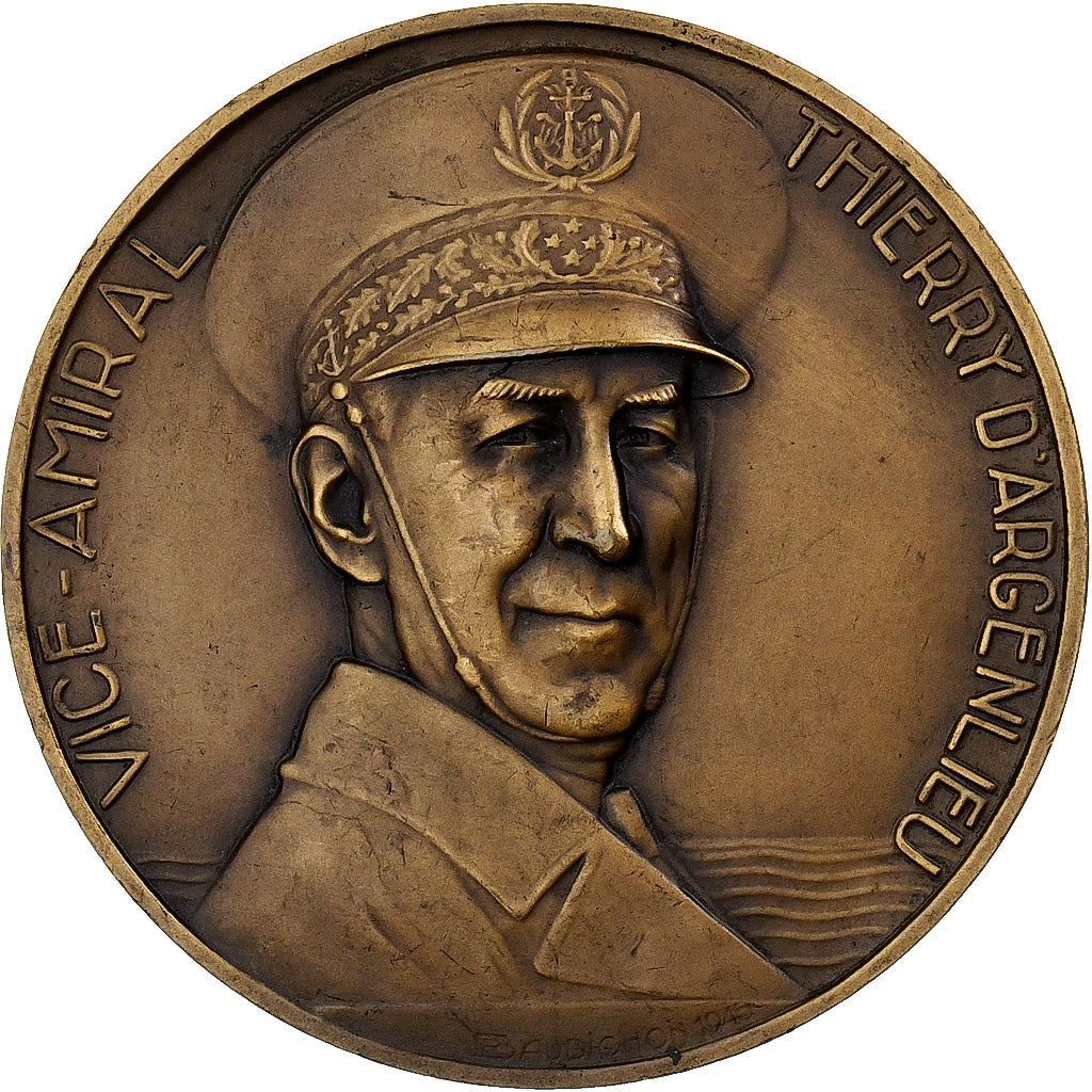 France, Médaille, Vice-Amiral Thierry d'Argenlieu, 1945, Bronze, Baudichon