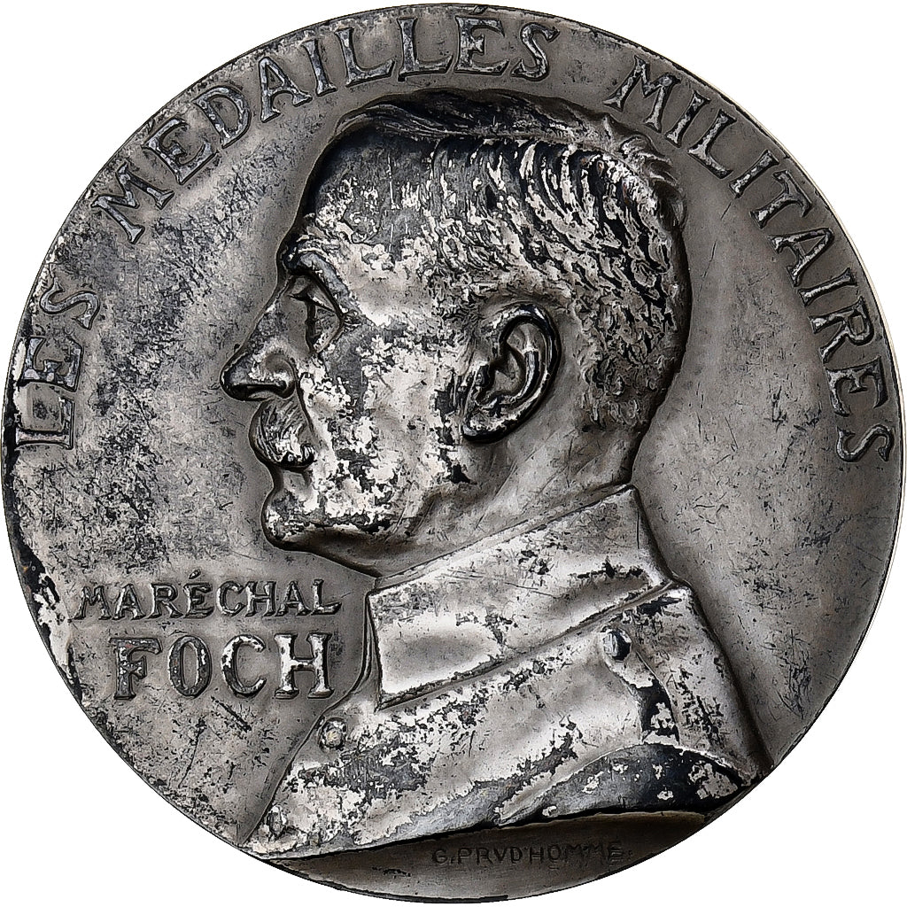 France, Medal, Oeuvre de l'Orphelinat, Maréchal Foch, 1975, Silver