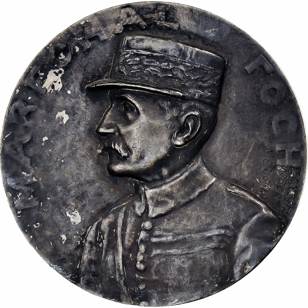 Francia, medalla, Maréchal Foch, Commandant des Armées, 1918, Bronce plateado