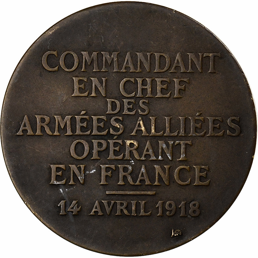 France, Medal, Maréchal Foch, Commandant des Armées, 1918, Bronze