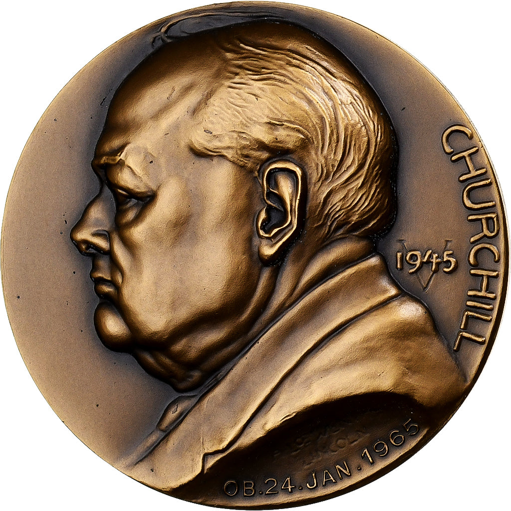 Francja, medal, Winston Churchill, 1965, Brązowy, Loewental, MS(63)