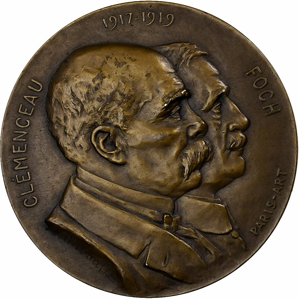 Frankrijk, Medaille, Hommage de la Patrie à Clémenceau et Foch, 1918, Koper