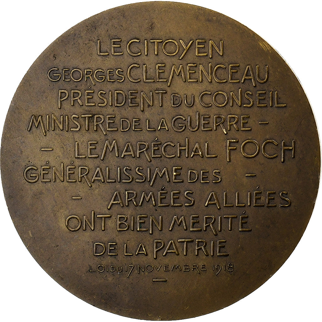 Frankrijk, Medaille, Hommage de la Patrie à Clémenceau et Foch, 1918, Koper