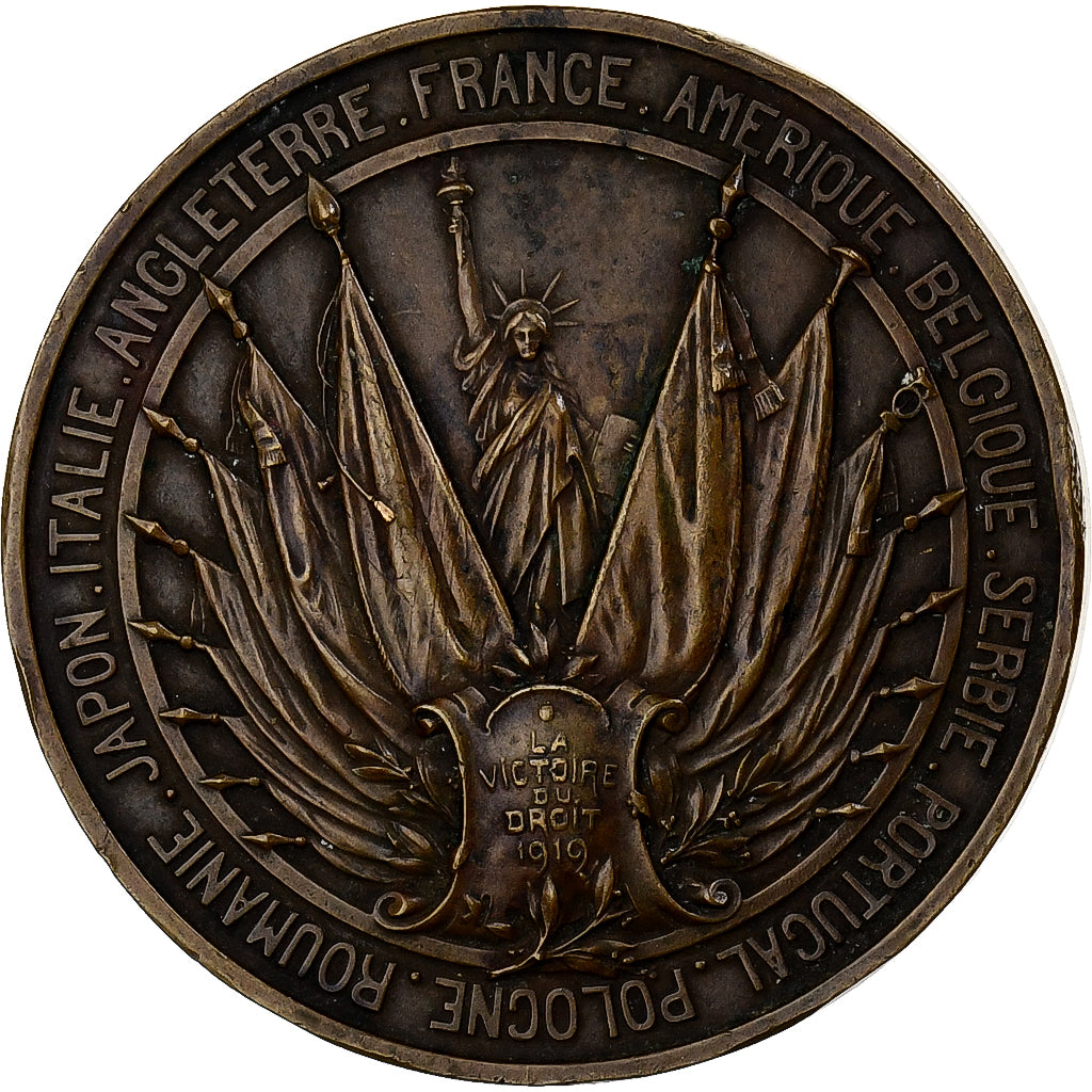 Francia, medaglia, Traité de Versailles, Victoire du Droit, 1919, Bronzo