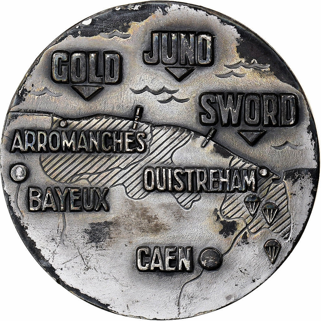 France, Medal, Débarquement de Normandie, 1944, Silvered bronze, AU(55-58)
