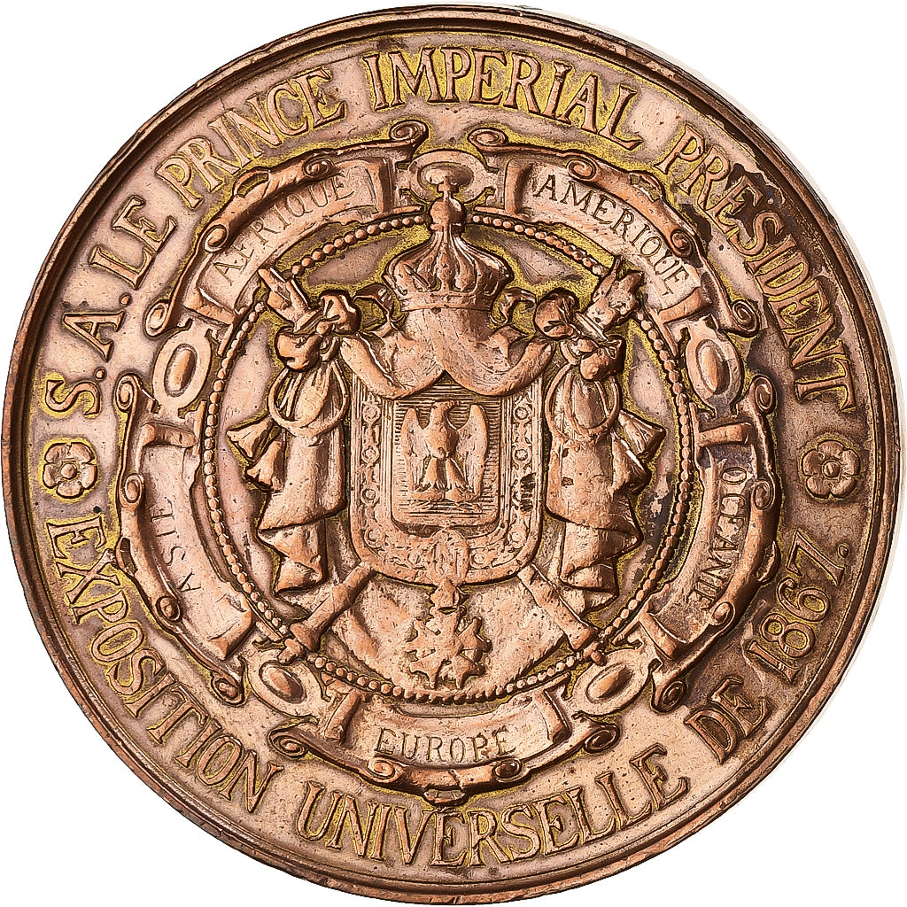 France, Medal, Napoléon III, Exposition Universelle de Paris, 1867, Copper