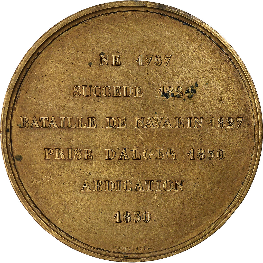 Francia, medaglia, Abdication de Charles X, 1830, Bronzo, Caqué, BB