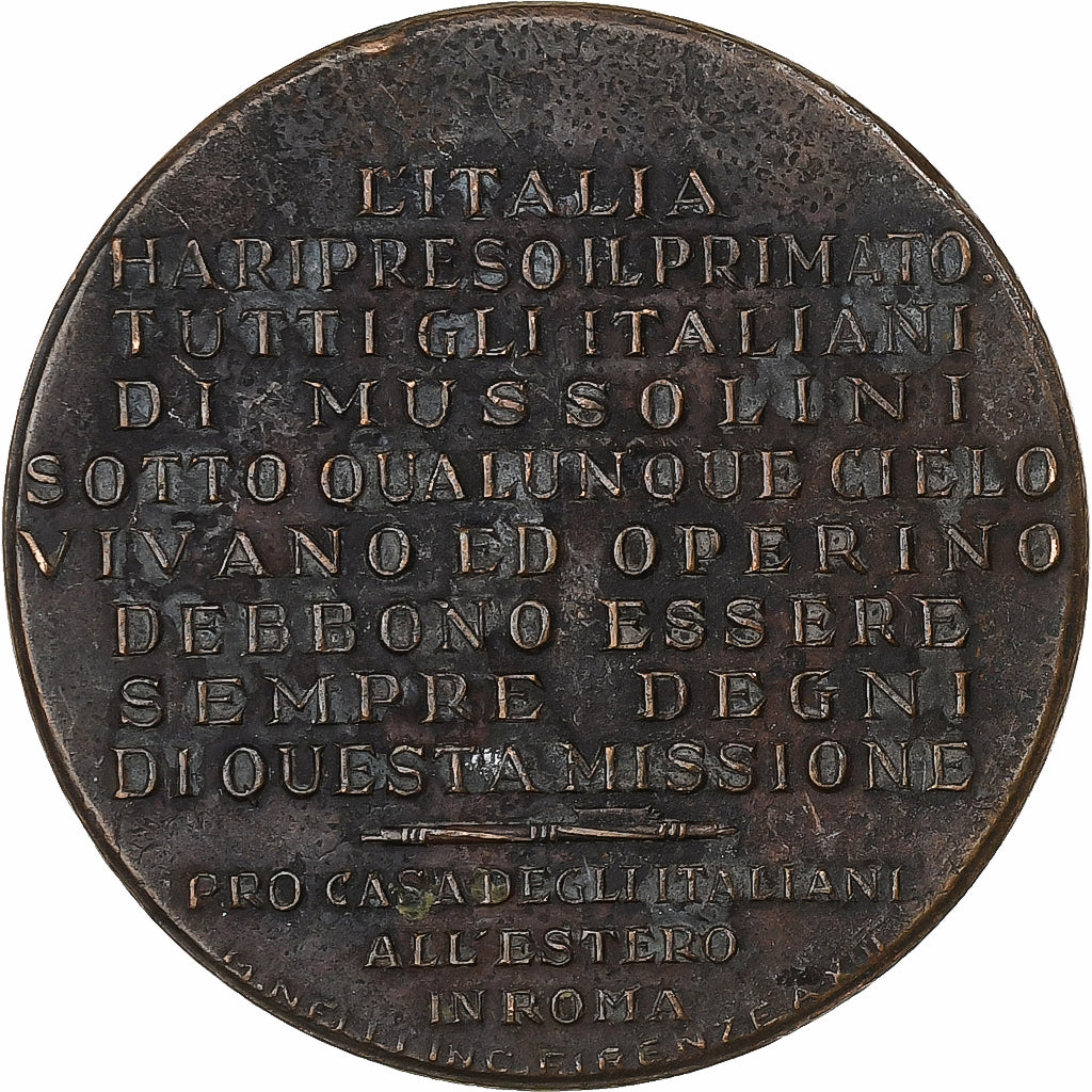 Italy, Medal, Mussolini, Bronze, Rivalta, EF(40-45)