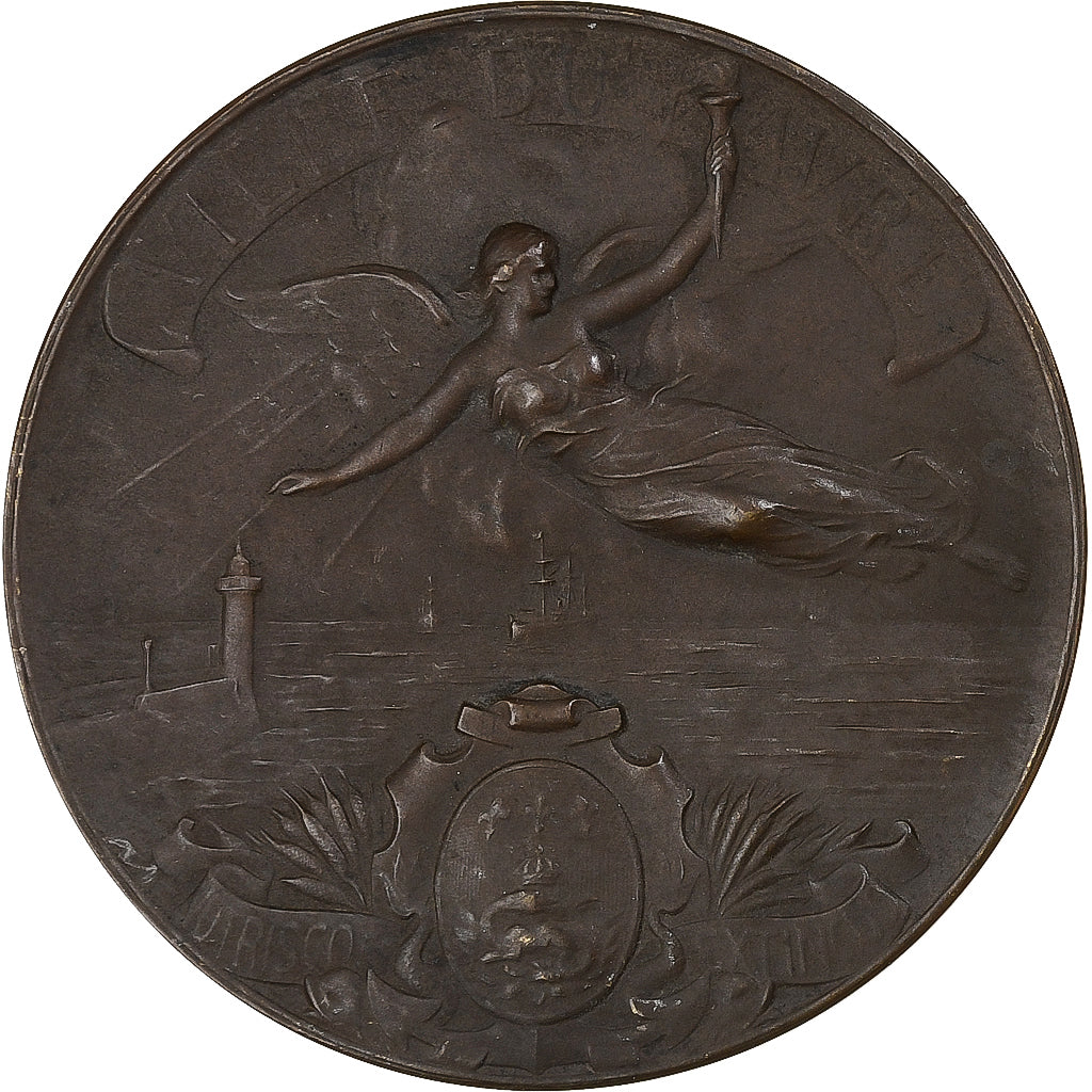 France, Médaille, Ville du Havre, Bronze, Poisson, TTB+