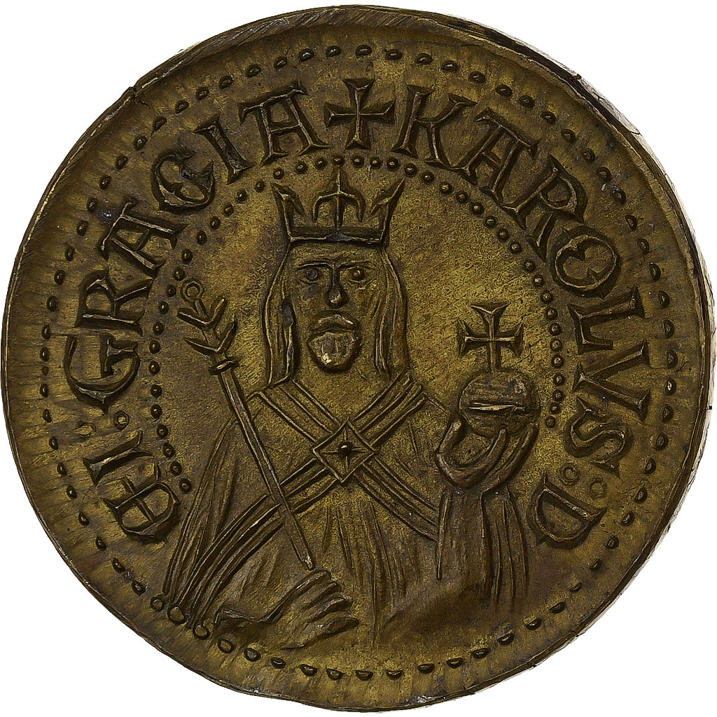 France, Medal, Charlemagne, Brass, Restrike, AU(50-53)