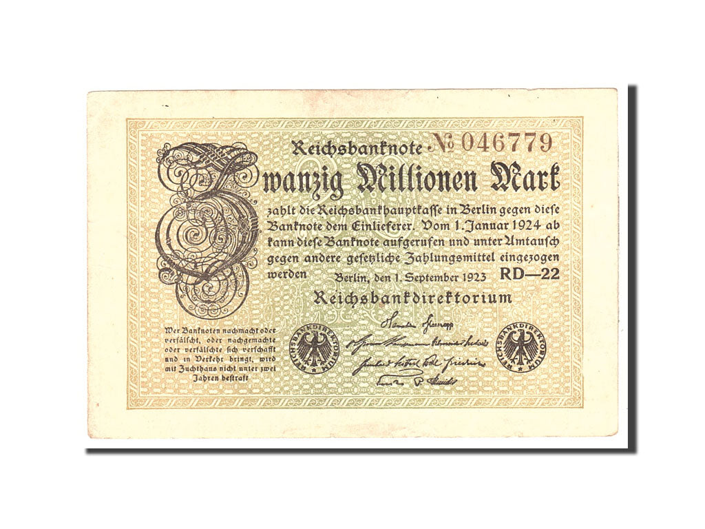 Banknote, Germany, 20 Millionen Mark, 1923, 1923-09-01, KM:108c, EF(40-45)
