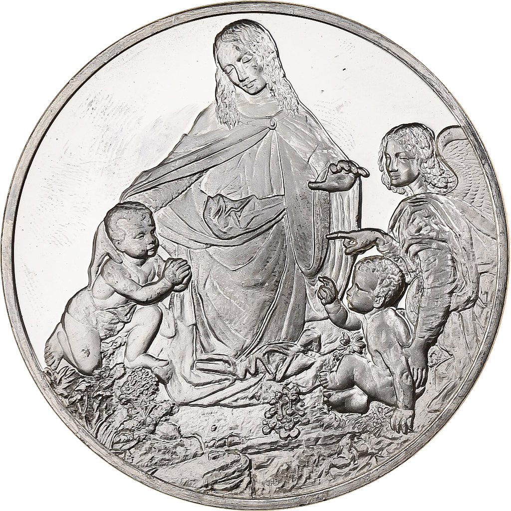 France, Medal, La Vierge au Rocher, Leonard de Vinci, Silver, MS(63)