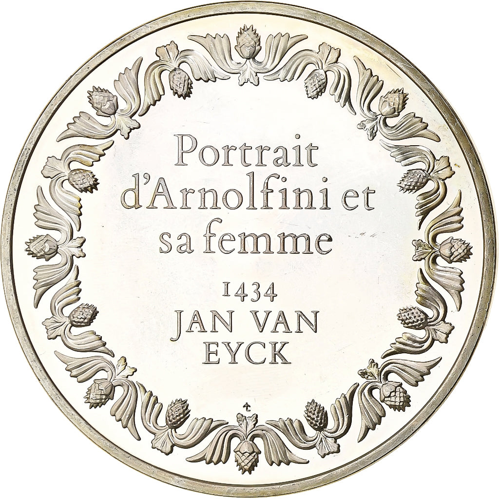 France, Medal, Portrait d'Arnolfini, Jan Eyck, Silver, MS(63)