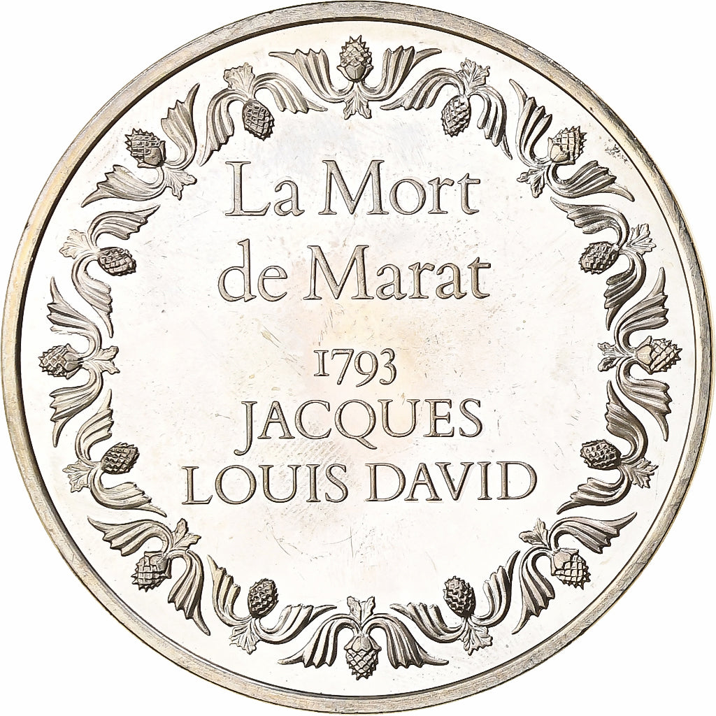 France, Medal, Peinture, la Mort de Marat, Jacques Louis David, Silver, MS(63)