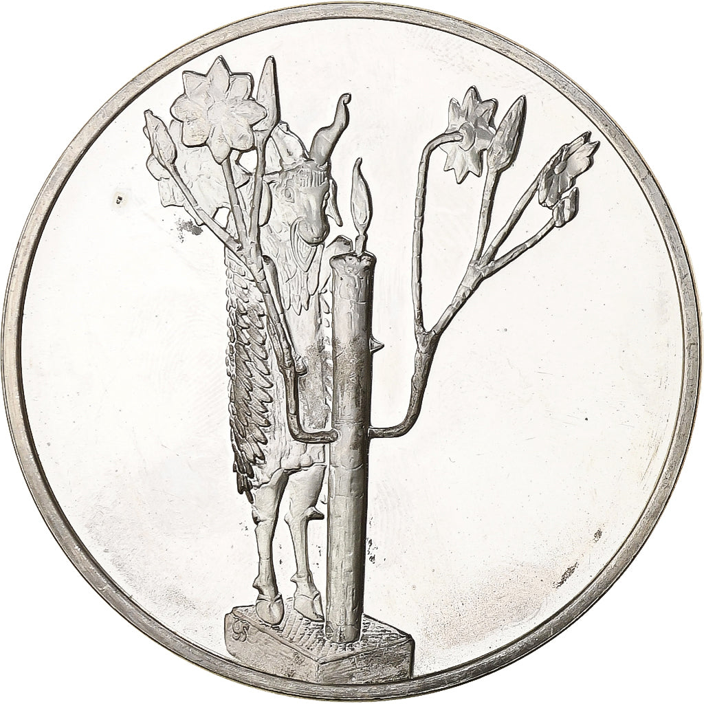France, Médaille, Bélier dans le fourré - Sumérien, Argent, SPL