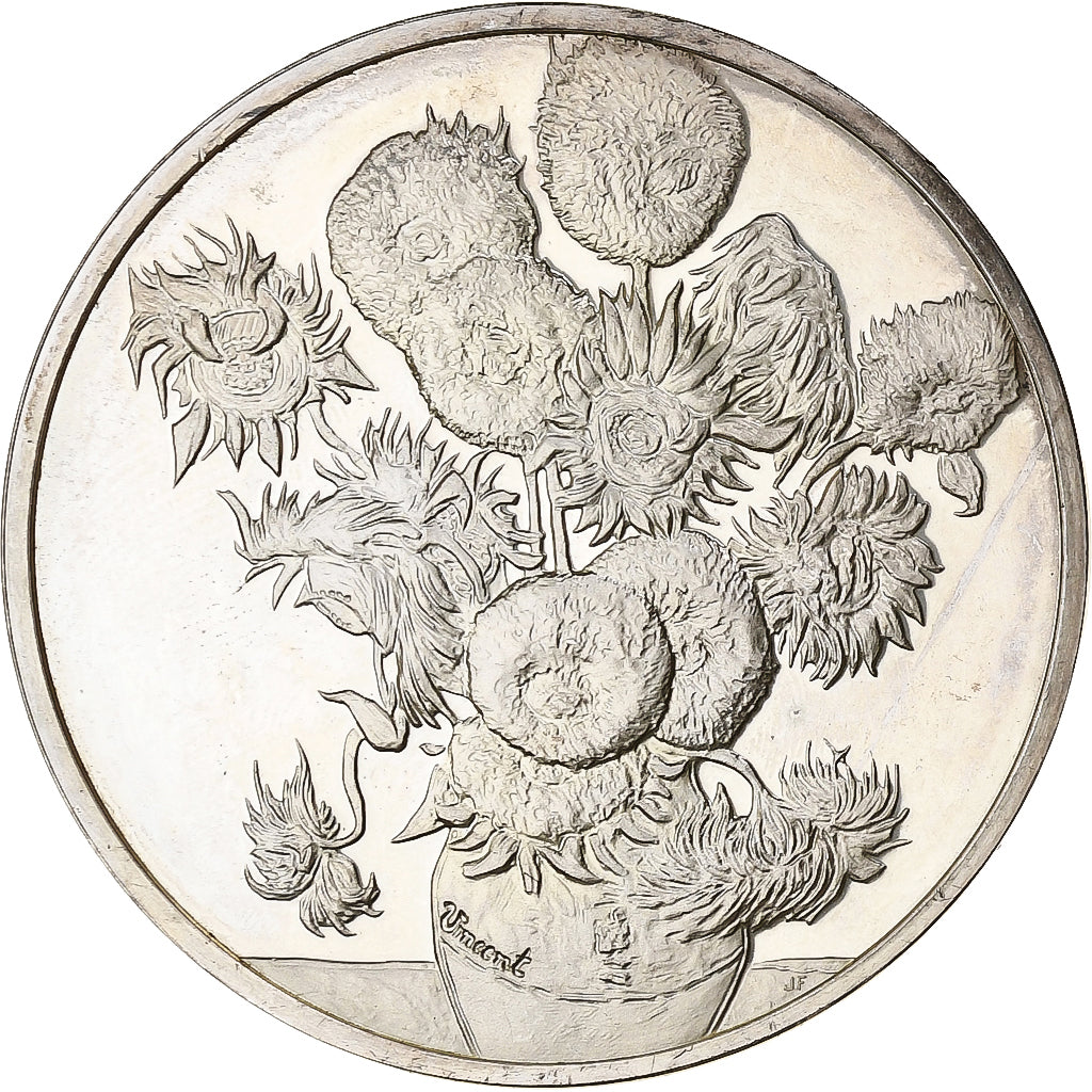 France, Medal, Les Tournesols, 1888, Vincent Van Gogh, Silver, MS(63)