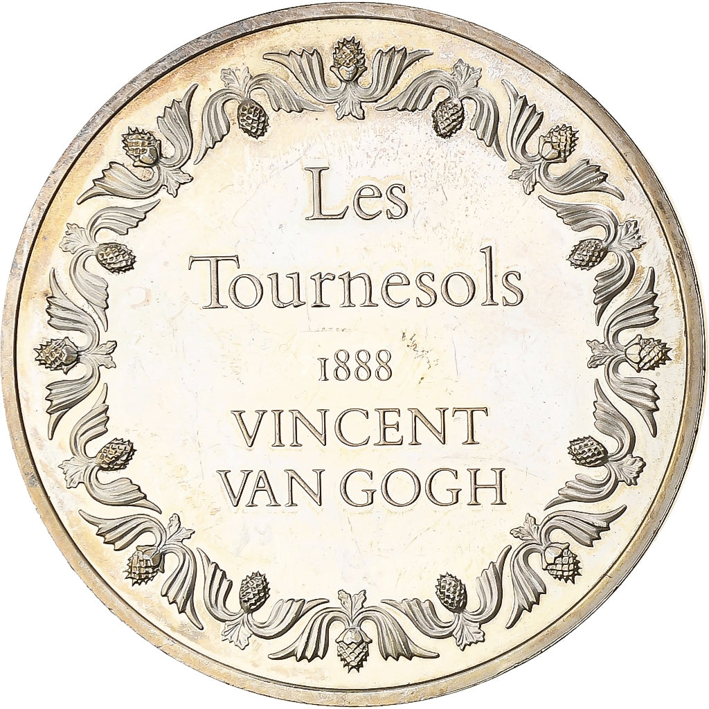 France, Medal, Les Tournesols, 1888, Vincent Van Gogh, Silver, MS(63)