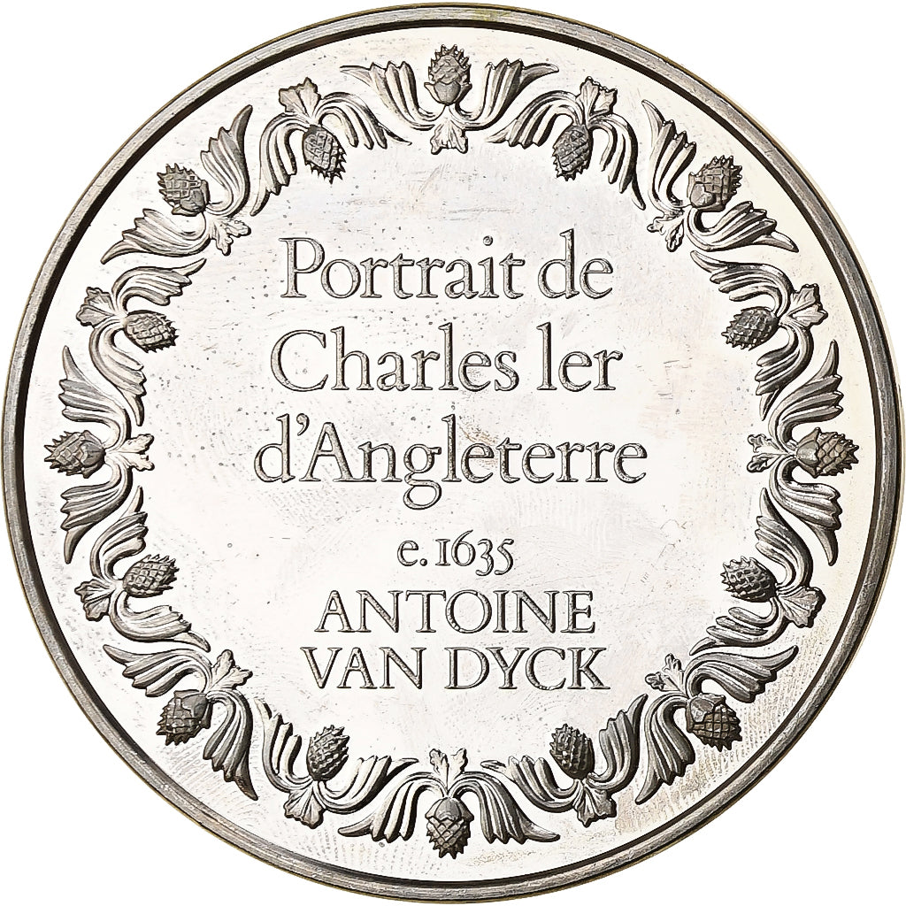 France, Medal, Portrait de Charles Ier d'Angleterre, Antoine Van Dick, Silver