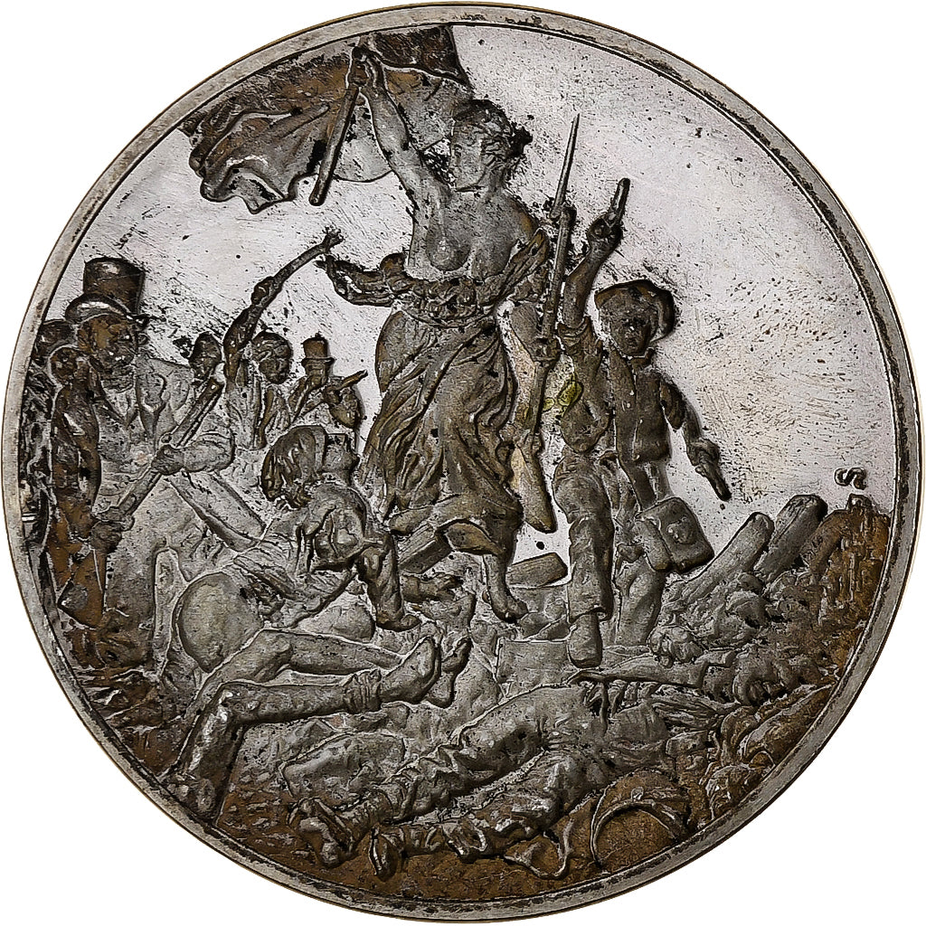 France, Medal, La Liberté Guidant le Peuple, Eugène Delacroix, Silver