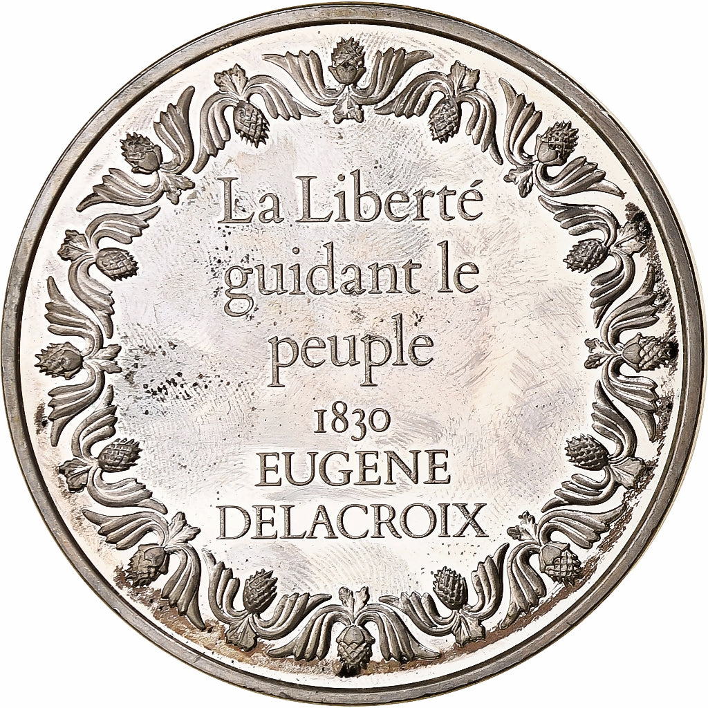France, Medal, La Liberté Guidant le Peuple, Eugène Delacroix, Silver