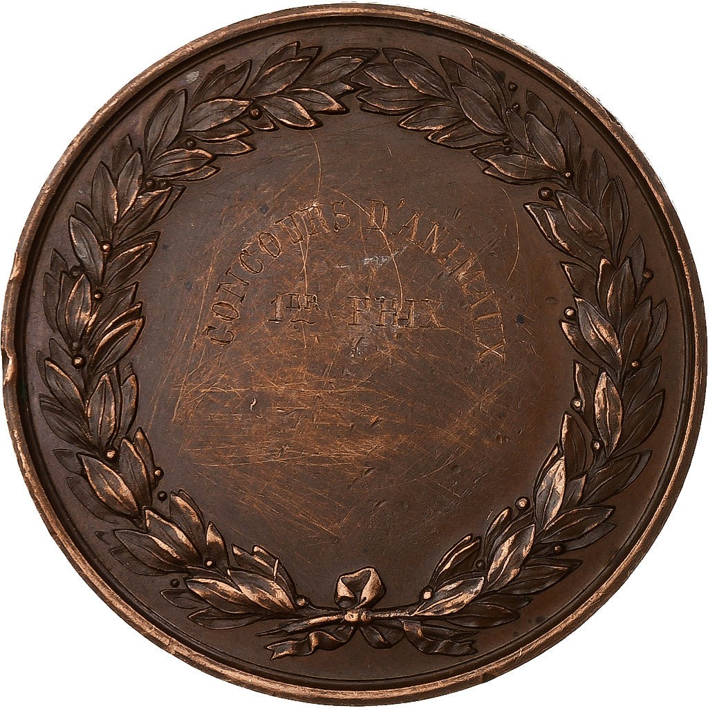 France, Médaille, Napoléon III, Concours d'Animaux, Cuivre, Chabaud, TTB