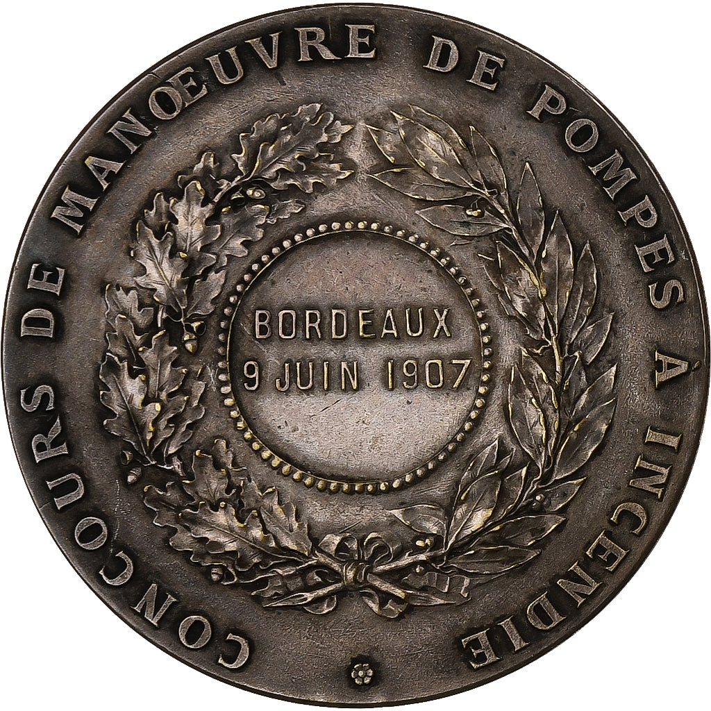France, Medal, Concours de Manoeuvre de Pompes à Incendie, Bordeaux, 1907