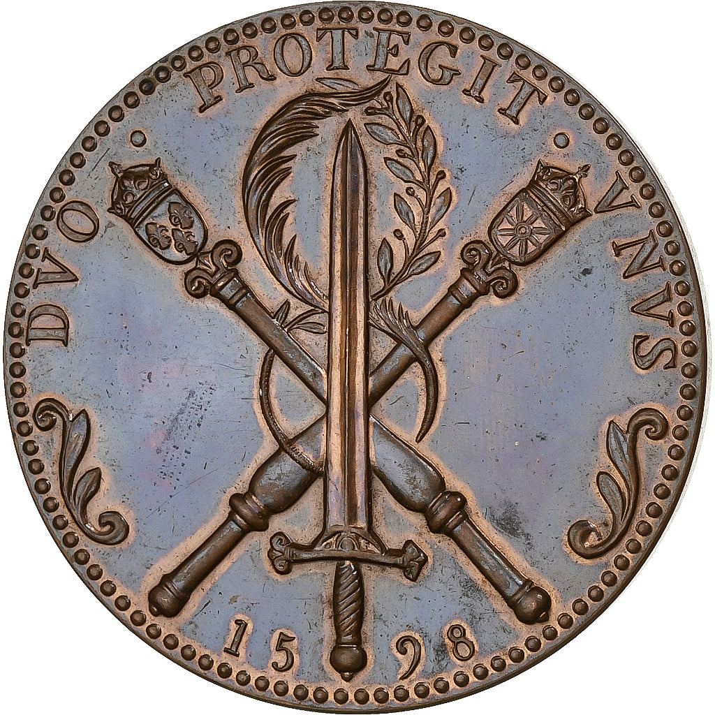 Francia, medalla, Henri IV, Duo Protegit Unus, Bronce, Restrike, SC