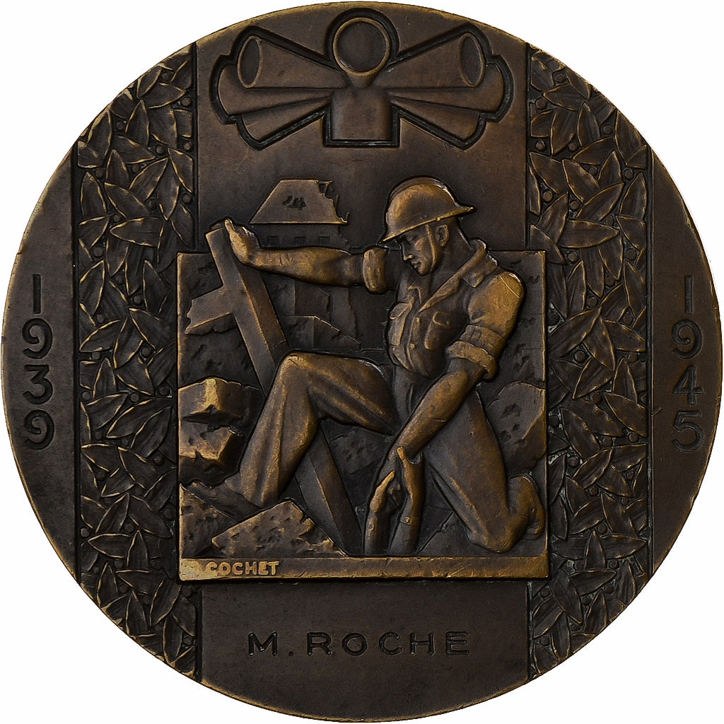 Francja, medal, Art Déco, Défense Passive, 1939-1945, Brązowy, Cochet