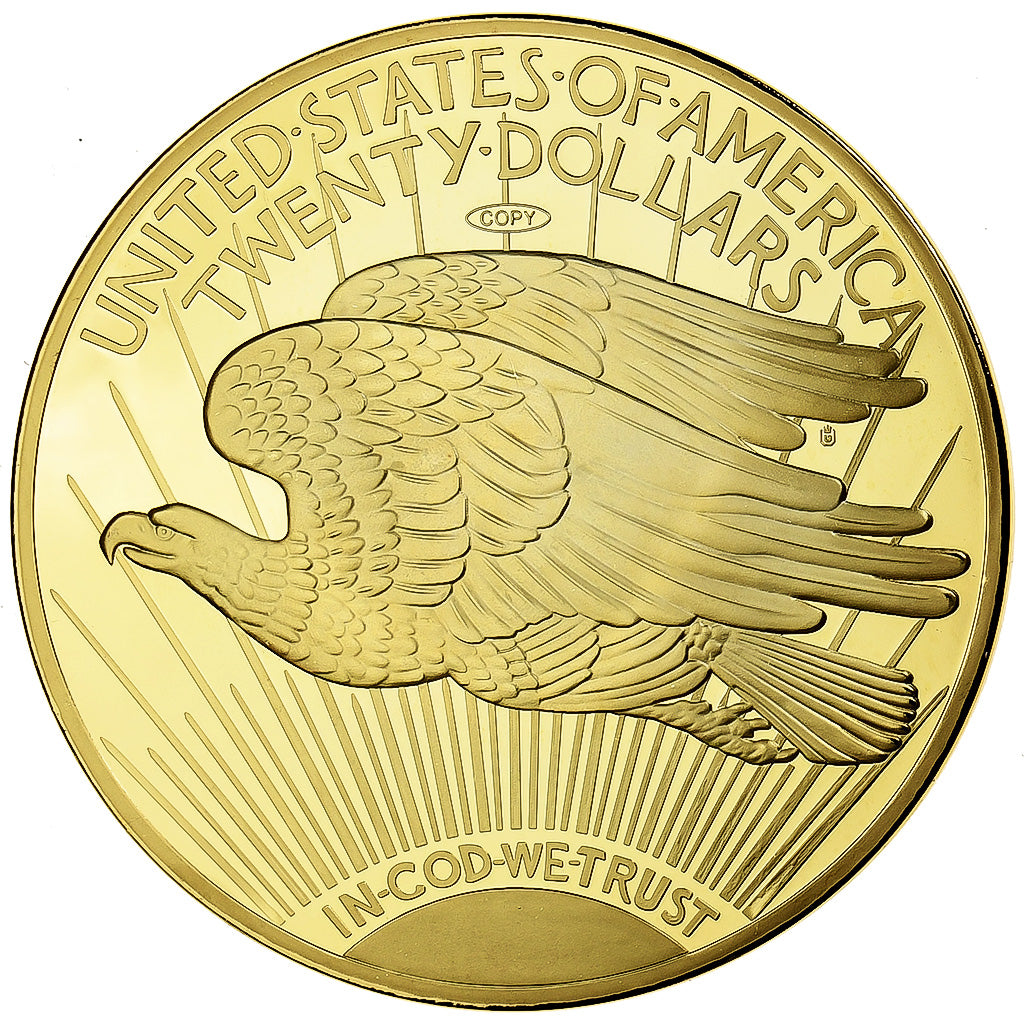Francia, medaglia, Reproduction Twenty Dollars Liberty, 2014, Rame dorato, FDC
