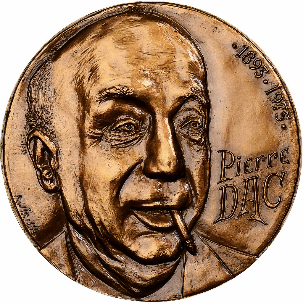 France, Médaille, Pierre Dac (1893-1975), 1980, Bronze, Irolla, FDC