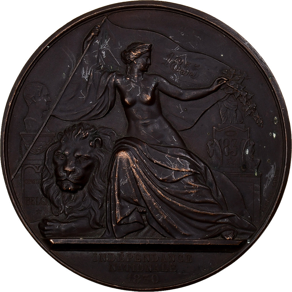 Belgien, Medaille, LÉOPOLD Ier, Indépendance Nationale, XXV ans, 1855, Kupfer