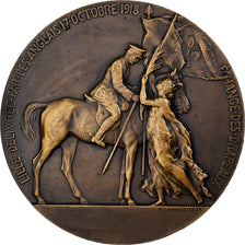 Francia, medalla, Libération de Lille par les Anglais, 1918, Bronce, Dropsy