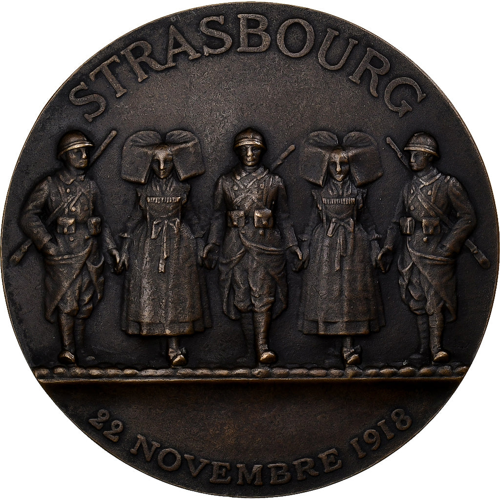 Francia, medalla, Libération de Strasbourg, Paris, 1918, Bronce, Dropsy, EBC