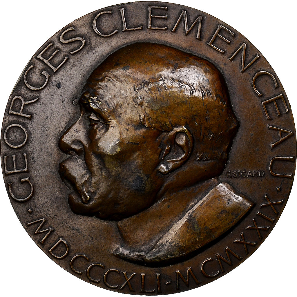 Francja, medal, Georges Clemenceau, 1929, Brązowy, Sicard, AU(55-58)