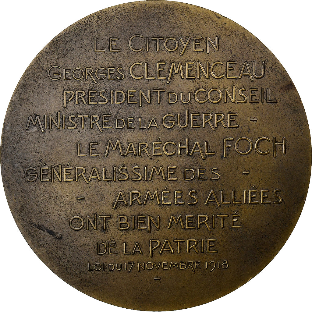 Francja, medal, Hommage à Clémenceau et Foch, 1918, Brązowy, Gilbault