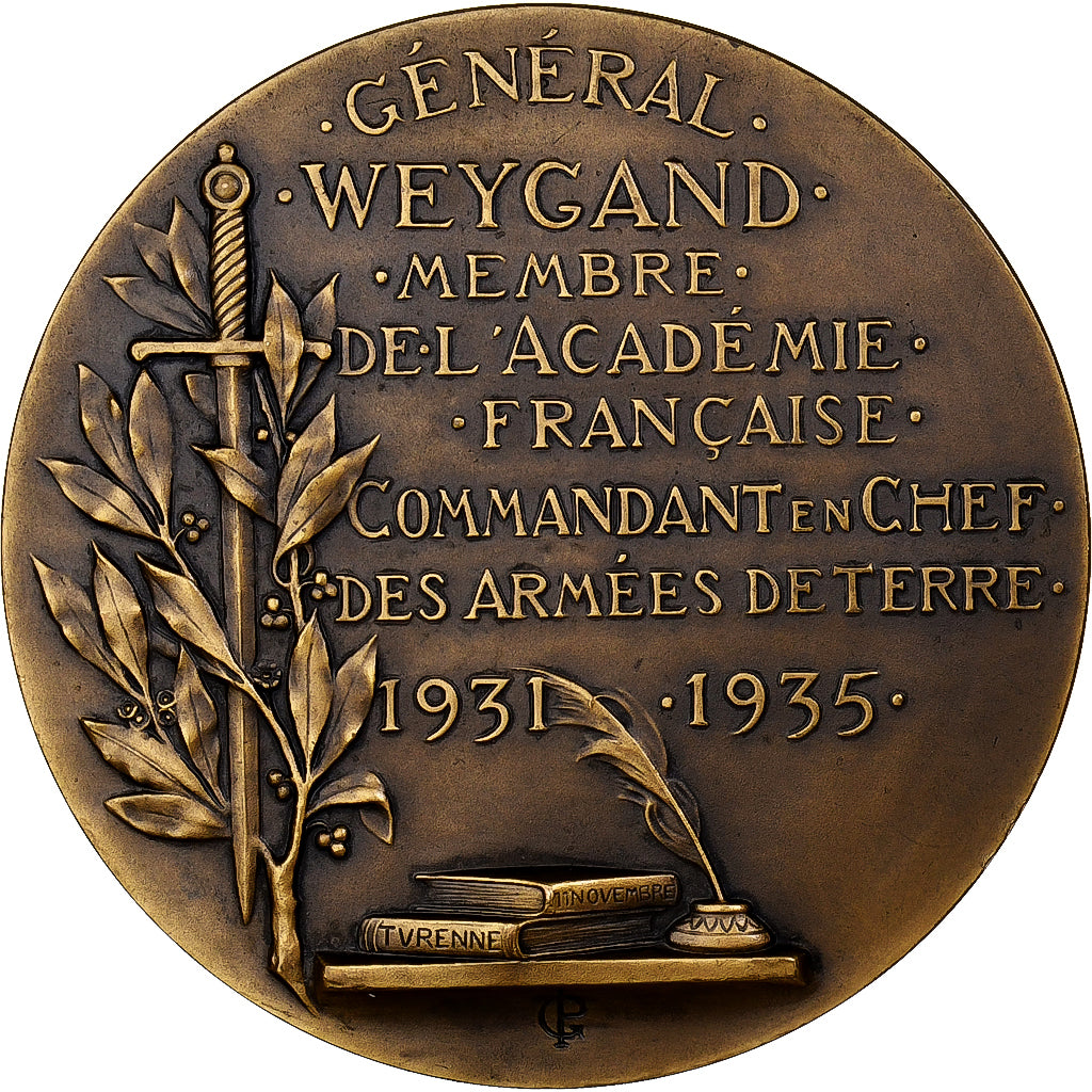 Francia, medaglia, Général Weygand, Commandant des Armées, Bronzo
