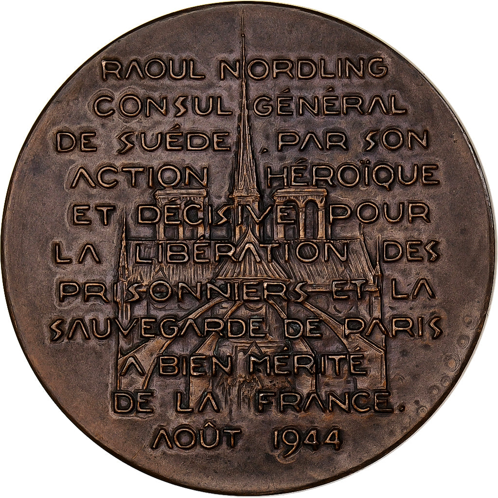France, Médaille, Raoul Nordling, 1944, Bronze, Coeffin, SUP+