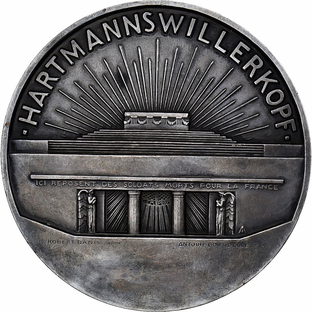 France, Medal, Monument de l'Hartmannswillerkopf, 1925, Silvered bronze