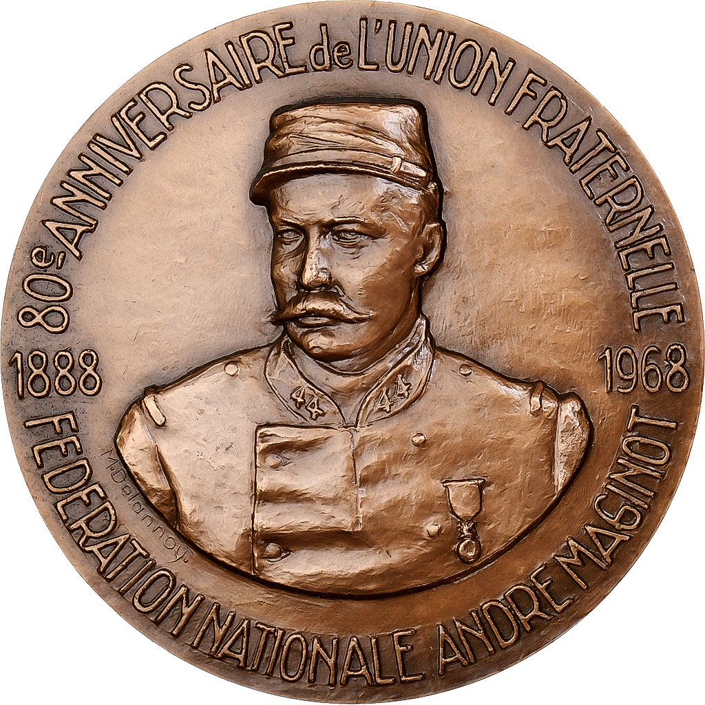France, Medal, 80ème Anniversaire de l'Union Fraternelle, Maginot, 1968